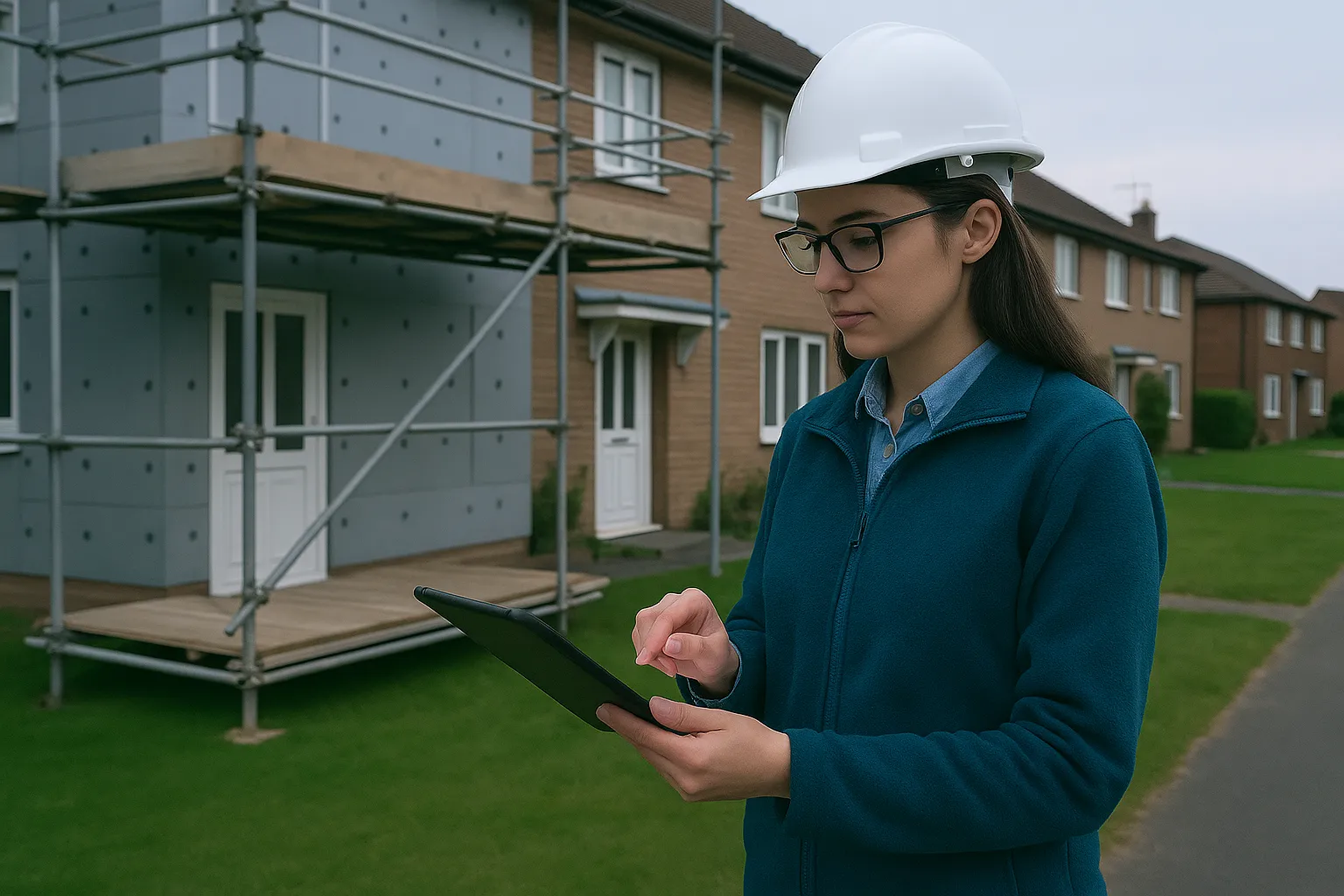 Domestic Energy Assessor using a tablet to record building fabric data on-site