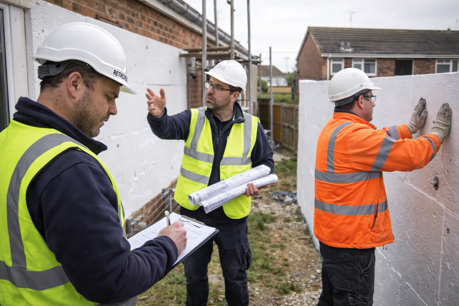 Retrofit assessors, coordinators and installation teams working safely on Warm Homes Fund retrofit projects